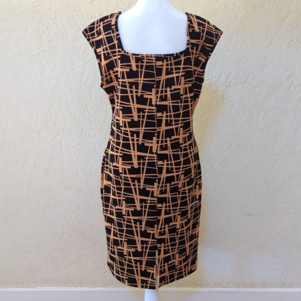 SHEIN Black Prive Allover Print Square Neck Bodycon Midi Dress Size XL - Picture 8 of 11